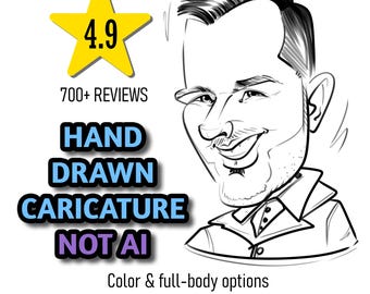 Custom Caricature from Photo, Hand Drawn Portrait (Not AI), Personalised Cartoon Gift, Couple Family Illustration,700+ Reviews