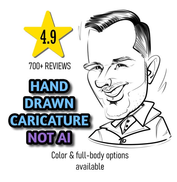 Custom Caricature from Photo, Hand Drawn Portrait (Not AI), Personalised Cartoon Gift, Couple Family Illustration,700+ Reviews