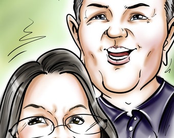 Custom Caricatures/Digital Caricature/Caricature Portrait/1-10 People/Christmas Gift/Black Line Drawing/Drawing from photo/Custom Gift/