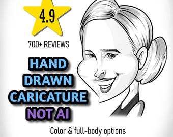 Custom Caricature from Photo, Hand Drawn Portrait (Not AI), Personalised Cartoon Gift, Couple Family Illustration,700+ Reviews