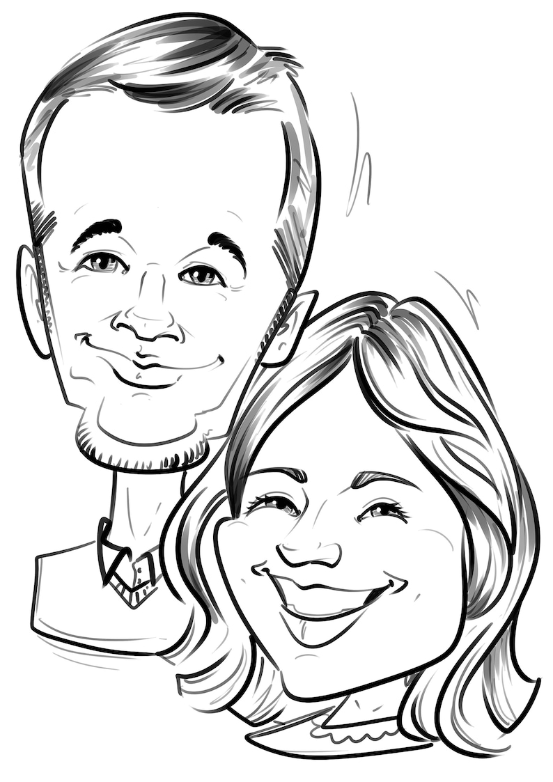 Benutzerdefinierte Karikatur vom Foto, Hand gezeichnetes Porträt (Nicht AI), personalisiertes Cartoon Geschenk, Paar-Familien-Illustration, 700+ Bewertungen Bild 3
