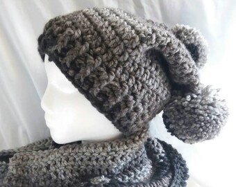 Crochet Double Pom Pom Hat