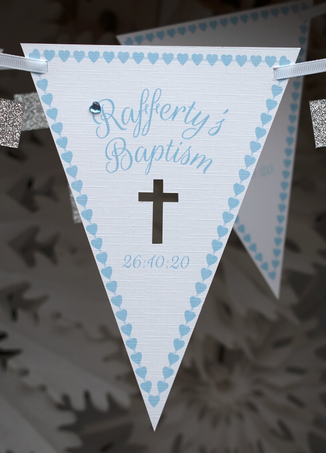 Baptism bunting 3m bespoke personalised baby blue custom Etsy