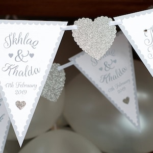 Nikkah Mubarak decoration bunting banner - Personalised handmade nikah garland - heart - personalized - Gold silver red or any colour!!!