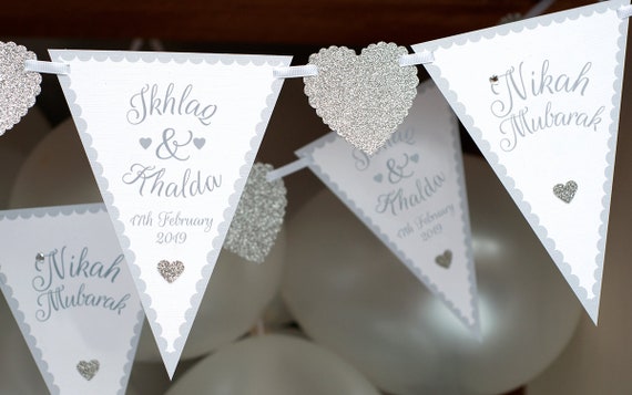 Personalised nikkah nikah mubarak banner garland - personalized decs - any colour and text