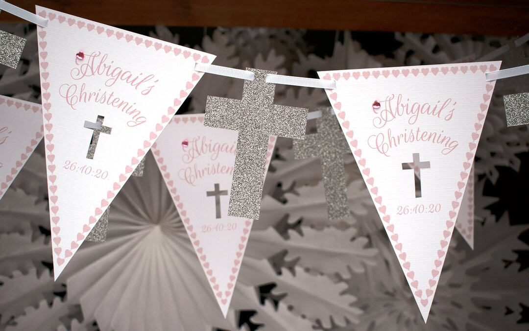 Custom Christening Bunting Personalised Baby Pink 2m 13 Etsy