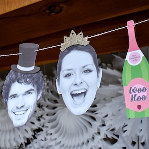 aangepaste foto gezicht net getrouwd slinger - Bruiloft gepersonaliseerde bunting - mr en mrs banner - civil gay bruiloft - mr en mr - mevrouw en mevrouw