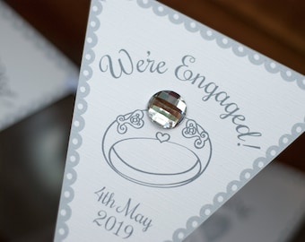 Banner di fidanzamento in argento personalizzato - anello di diamanti contemporaneo - decorazioni di fidanzamento in argento - su misura - QUALITÀ