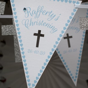 empavesado de bautizo - banner de bautizo de tarjeta personalizado azul bebé personalizado a medida - presente personalizado - decoraciones contemporáneas de calidad