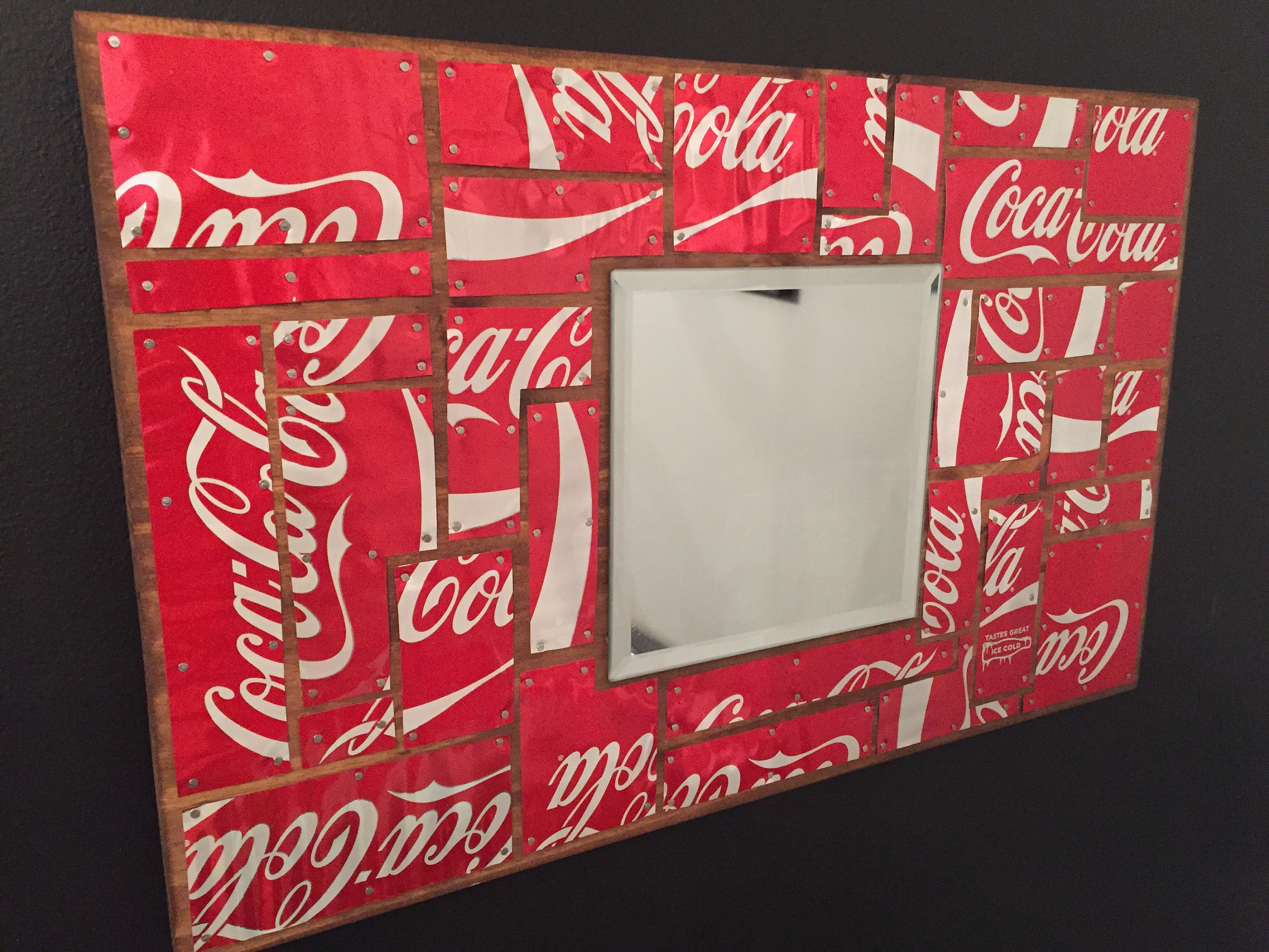 Recycled Cocacola Aluminum Can Mirror Etsy
