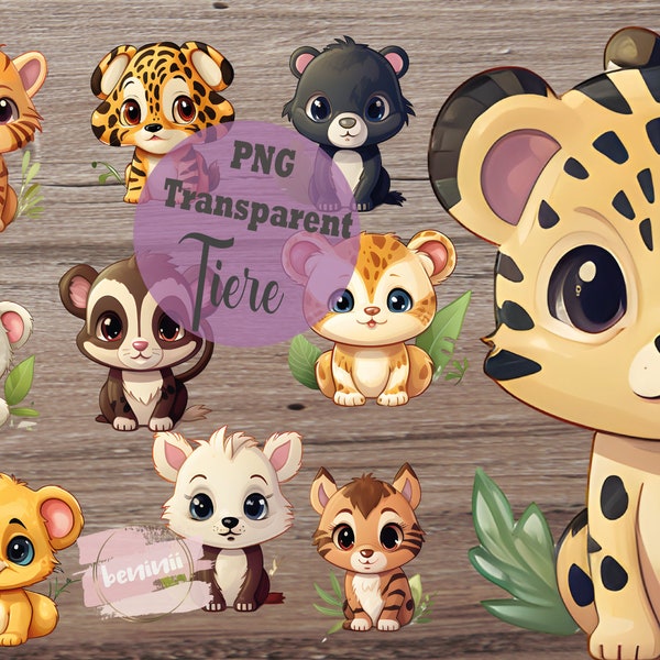 10 cute animals clip arts, WITH commercial use, digistamp, PNG, watercolor, transparent background, high quality, card making