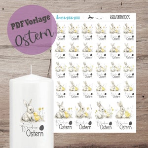 PDF A4 template &quot;Easter&quot; candle tattoo candle sticker candles water slide film download stick candle Easter bunny instant download gift