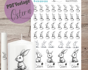 PDF A4 template "Easter" candle tattoo candle sticker candles water slide film download stick candle Easter bunny instant download gift