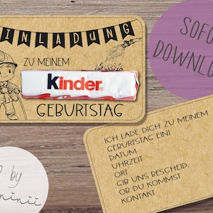 Plantilla PDF A4, invitación de cumpleaños con dorso, plantilla para imprimir, invitación de cumpleaños para cumpleaños infantil, plantilla para manualidades, PDF