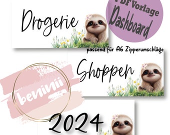 40 cover sheets | Inserts sloth | A6 Zipper Envelopes | Cover Method in Budget Binder | Digital PDF download