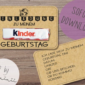 PDF A4-sjabloon, verjaardagsuitnodiging met achterkant, sjabloon voor afdrukken, verjaardagsuitnodiging voor kinderverjaardag, knutselsjabloon, PDF