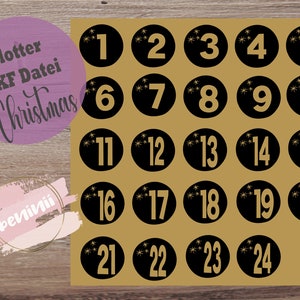 File "Advent calendar numbers" instant download plotter invitation SVG DXF