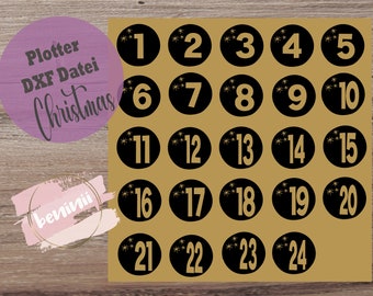 File "Advent calendar numbers" instant download plotter invitation SVG DXF