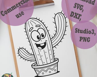 Plotter file "Cactus" Instant download Plotter invitation Laser file SVG DXF PNG Studio3