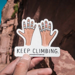 Keep Climbing, Taped Hands, 3" vinyl sticker, climb sticker for water bottle, rock climbing sticker, gift for climber, bouldering
