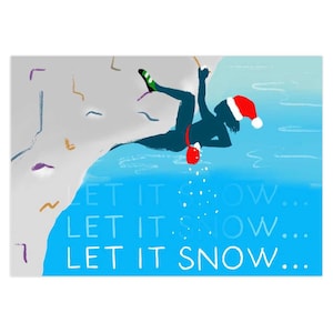 Let It Snow... — Rock Climbing Holiday Greeting Card, Rock Climbing Gifts, Gift for Climber, Boulder Art, Climbing Chalk Bag Christmas Card