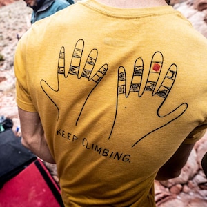 Climbing Shirt, Rock Climber Shirt, Bouldering Hands T-Shirt, Rock Climb Gift for Him or Her, Present for Boulderer, Cute Outdoorsy Art