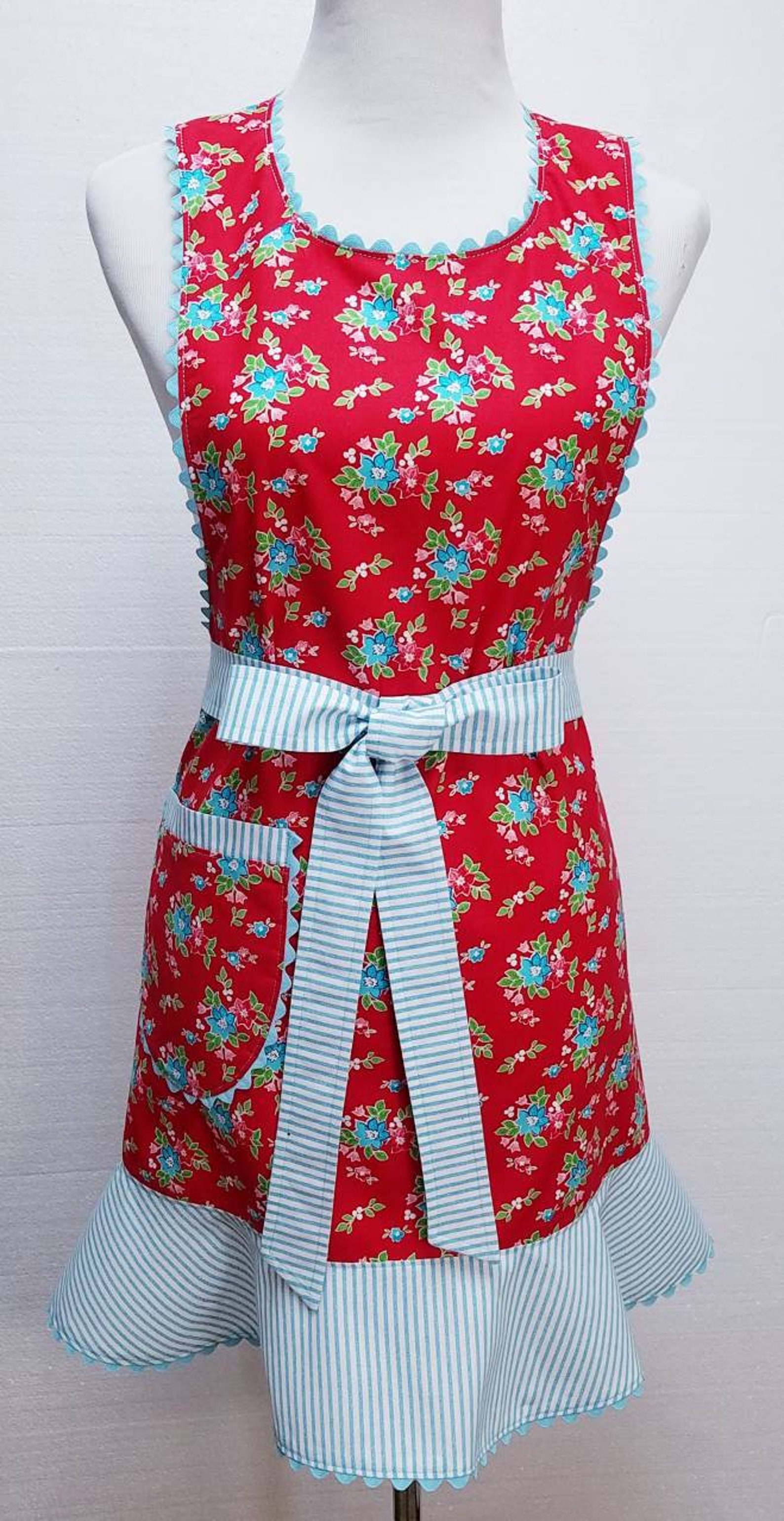 Apron for Women Handmade Cotton Bib Style Floral Apron Size - Etsy UK