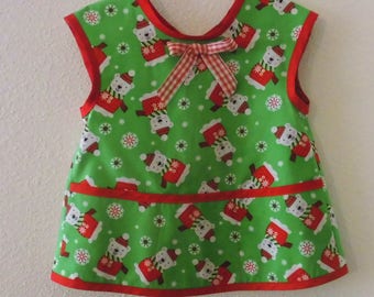 Apron Handmade for Children Christmas Bear Fabric Holiday baking or crafts