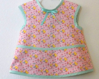 Smock Children's Apron Handmade apron for Girls In Pink & Yellow Play cook or pretend 4T