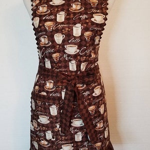 Apron for women Handmade Size Med. Fall Coffee Latte Cappuccino Expresso lovers