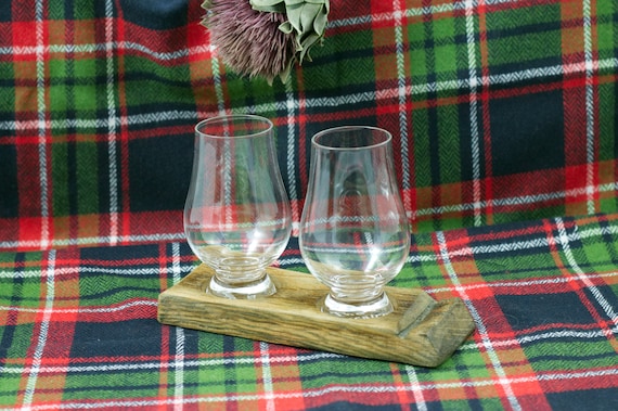 Hand Made Whisky Barrel Stave With Glencairn Whisky Nose Glasses ( From the Highlands of Scotland )