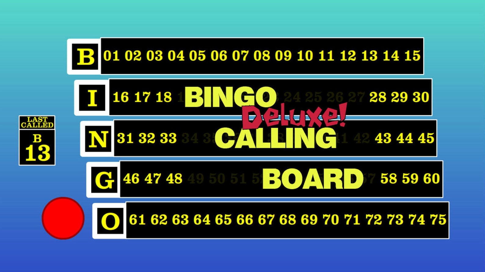 Bingo Deluxe Calling Board Software for Windows Use Your Tablet or