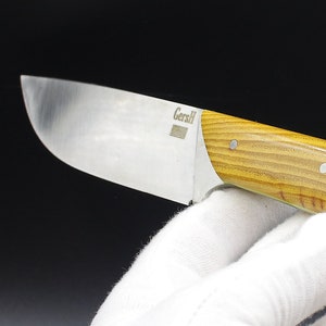 Orange M4 Hunter - USA Made GershBlades Custom Knife CPM M4 High Carbon Steel with Osage Orange wood handle and leather sheath