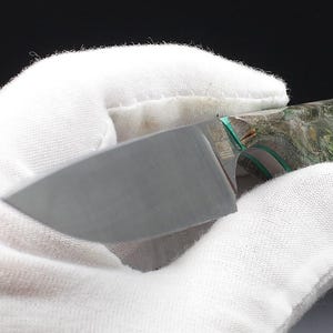 Green Hunter - USA Made GershBlades Custom Knife CPM MagnaCut Stainless Steel with dyed and stabilized Maple Burl wood handle