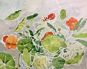 Vintage Stationery ~*~ Current ~*~ Fold A Note ~*~ Sweet Peas /& Nasturtiums ~*~ In The Garden