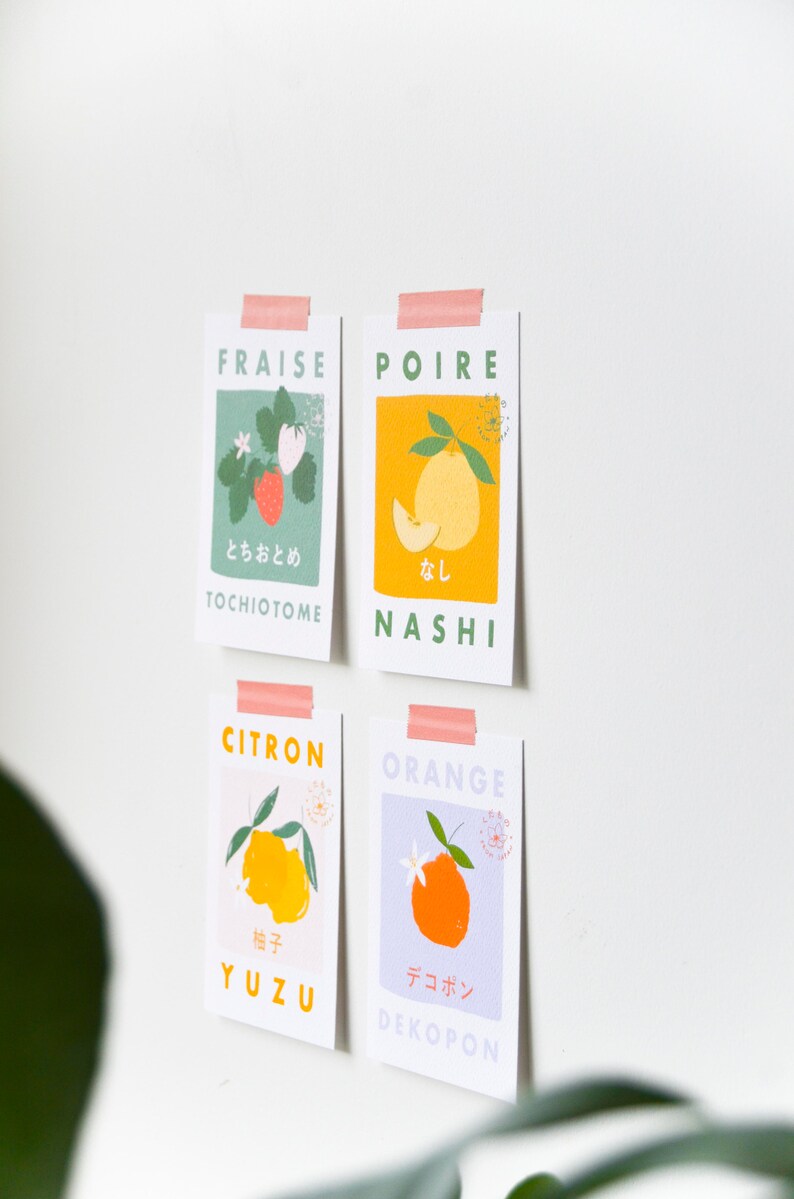 Set of 4 Japanese fruit postcards / 10x15cm / ameliesworkshop image 8