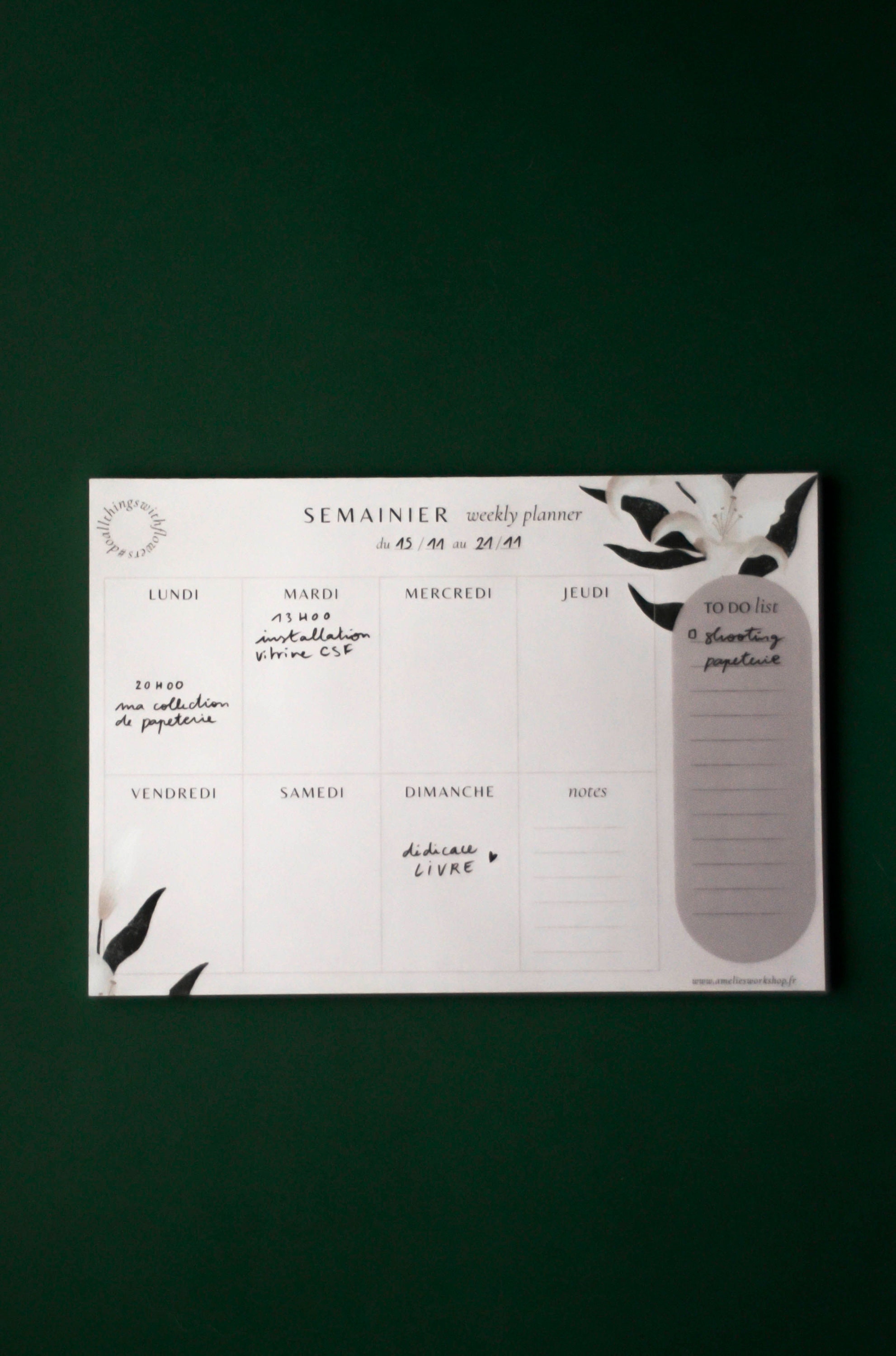Semainier - Weekly Planner A4 Fleurs