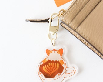 Porte-clé corgi café @ameliesworkshop