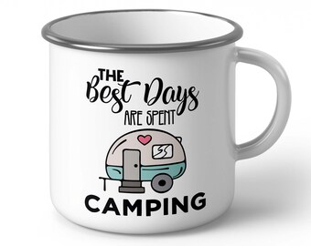 Camping Enamel Mug  Stainless Steel, Best Days Design, Summer, Relax