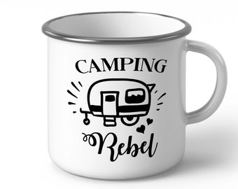Camping Rebel Enamel Mug: Stainless Steel Campfire Coffee Cup