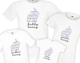 Easter Bunny Family T-shirt set | Matching easter tees| Mommy Daddy bunny | Sister Brother bunny Baby bunny bodysuit Happy easter shirt