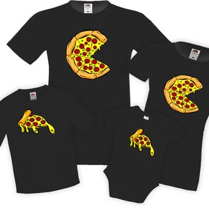 Pizza-Party-Shirt | Schmelzende Pizza und Pizzastück T-Shirts | Pizza Mom Shirt | Dad Pizza Shirt | Pizza Stück Baby Body