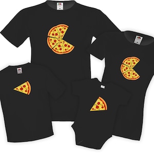 T-shirts Pizza et tranches de pizza | Chemise maman pizza | Chemise pizza papa | Body pour bébé tranche de pizza | Cadeau fête des pères Tshirt Pizza Party