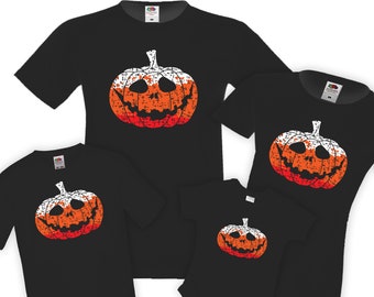 Camisa de Halloween con cara de calabaza: disfraz familiar a juego