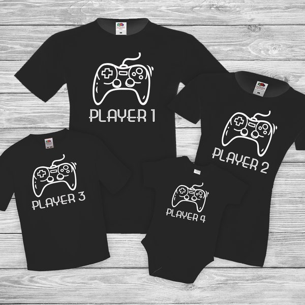 Speler 1 Speler 2 Shirt | Speler 3 T-shirt | Familie gaming-shirts | Gaming nacht shirts Joystick tshirt Gamer shirt Vaderdag cadeau