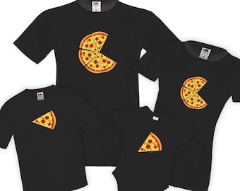 Pizza und Pizzastück T-shirts | Pizza Mom Shirt | Papa Pizza Shirt | Pizzascheibe Baby Strampler | Vatertagsgeschenk Pizza Party Tshirt