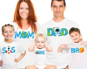 Weltraum Familie T-shirts: Astronaut Geburtstagsparty Thema
