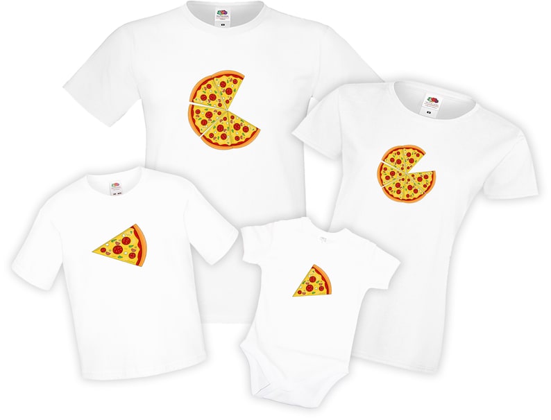 Funny Pizza Slice Matching T-Shirts For Couples - His & Her Set (White)