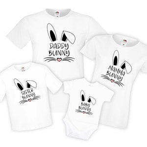Osterhase Familie T-Shirt Set | Passende Oster tees| Mama Daddy Hase | Schwester Bruder Hase | BabyHase Body | Frohes Ostershirt