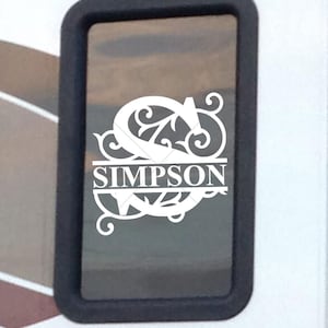 Personalized Split Monogram Decal | RV Door Window Decal | Family Monogram | Name Decals | RV Decal | RV Accessories | Large Camper Decal